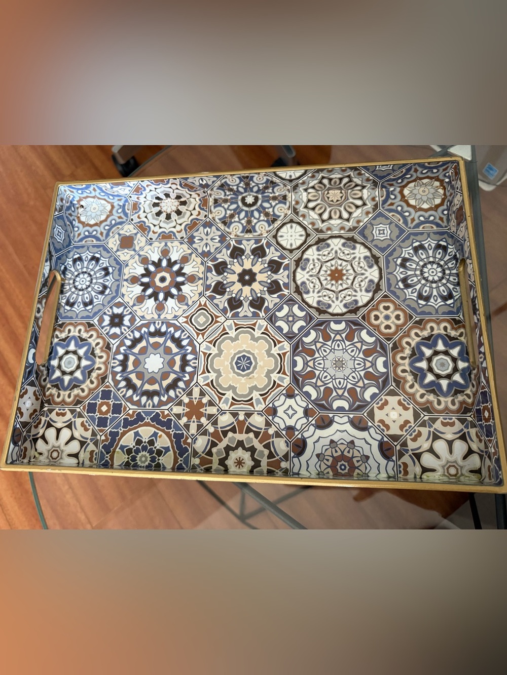 Oriental Middle Eastern Mediterranean Mosaic Tray Rectangle 13.5” X 9.5” Design